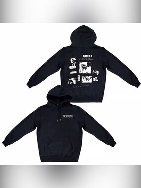 Sold Out Rihanna Hoodie Large Black Rated R Album Graphic Sweatshirt Rih-Issue